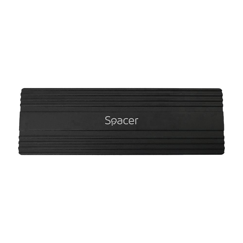 Rack extern SPACER, pt. SSD M.2 PCIe NVME, interfata PC USB 3.1 Type C, Striat, aluminiu, negru