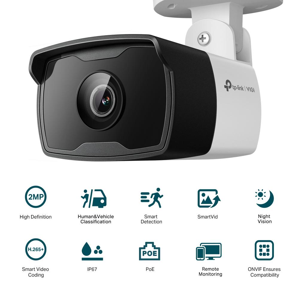 Camera IP Bullet TP-Link VIGI C320I(4mm), 2MP, Lentila 4mm, IR 30ml, rezolutie video 2304 × 1296, +/H.265/H.264+/H.264,