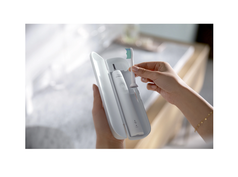 Periuta de dinti sonica electrica PHILIPS Sonicare Seria 3100 HX3673/13, 31000 miscari/minut, 1 mod de curatare, Senzor presiune, Functia BrushSync, 1 cap de periere, Toc de transport, Alb, L x A x I (mm) 63x139x220