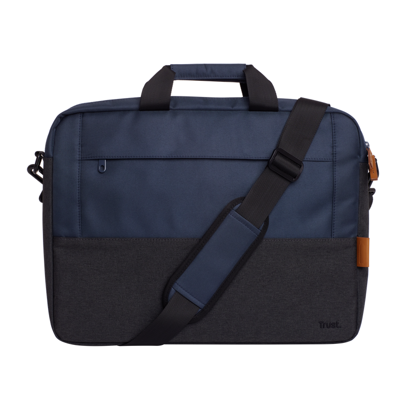 Geanta laptop Trust Lisboa, pentru laptopuri cu diagonala pana in 15.6",2 compartimente, material POM, RPET Polyester, RPET, volum 2.1 L, albastru