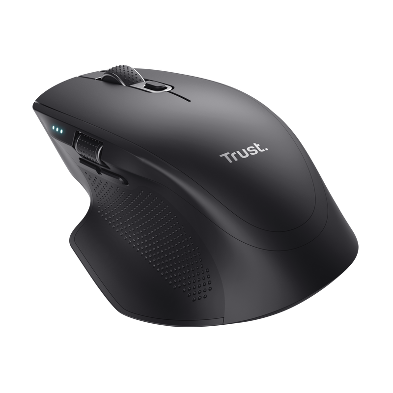Mouse Trust Ozaa+, wireless RF 2.4GHz, bluetooth, conectivitate USB 1.1, 2.0, 3.0, rezolutie maxima 3200 DPI, negru