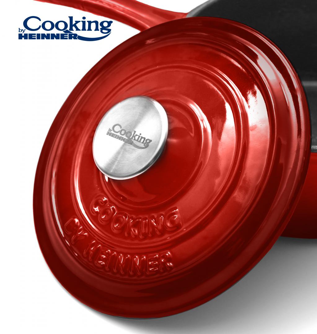 CASEROLA FONTA EMAILATA + CAPAC 19 X 9 CM, 1.8 L, RED LINE, COOKING BY HEINNER