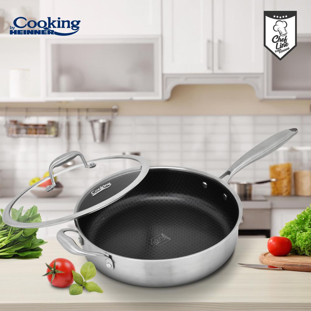 TIGAIE ADANCA INOX +CAPAC STICLA IN 3 STRATURI 28*7.5CM, 4.2 L, TITANIUM3, COOKING BY HEINNER