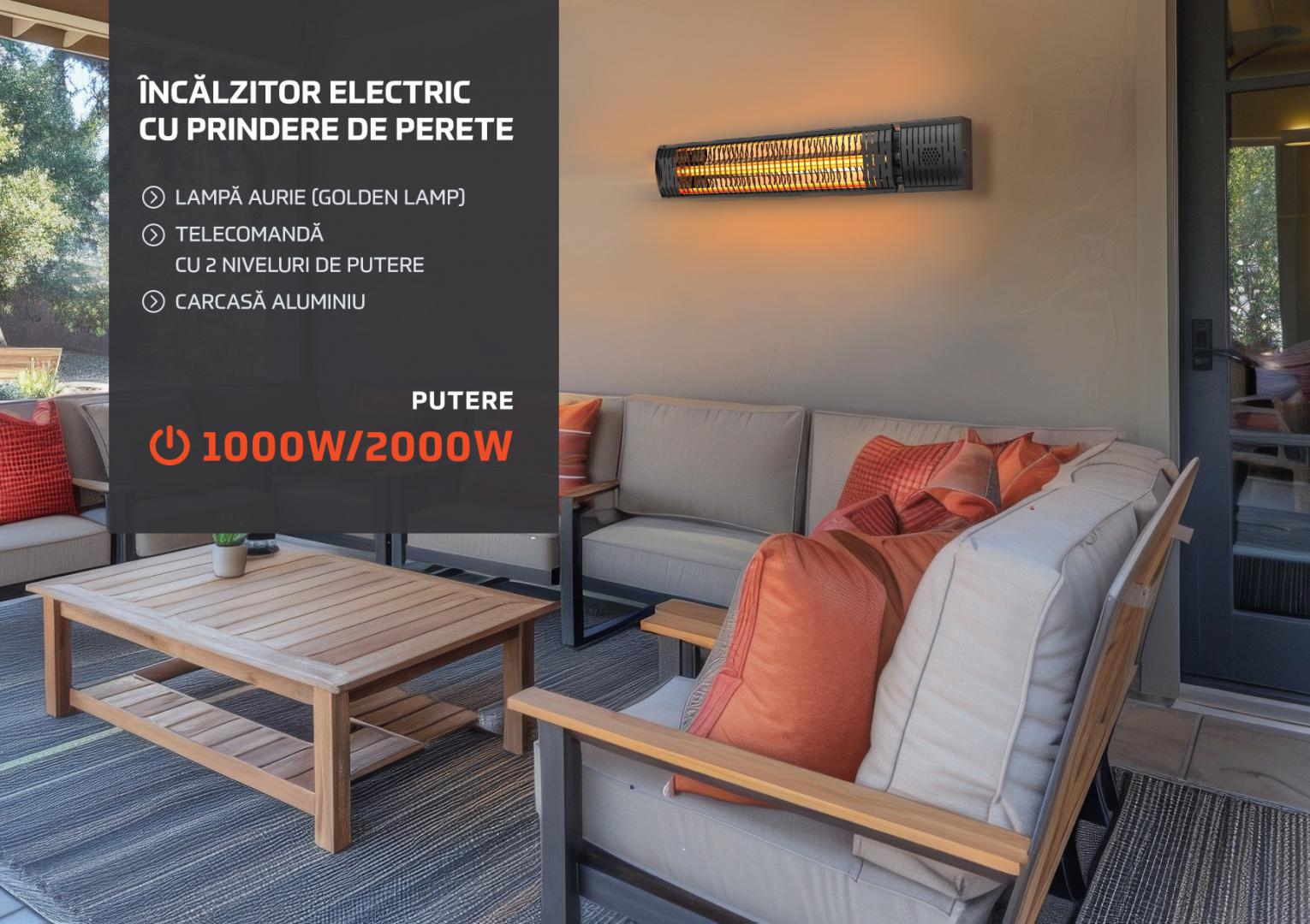 HEINNER Incalzitor electric cu prindere de perete 1000W/2000W