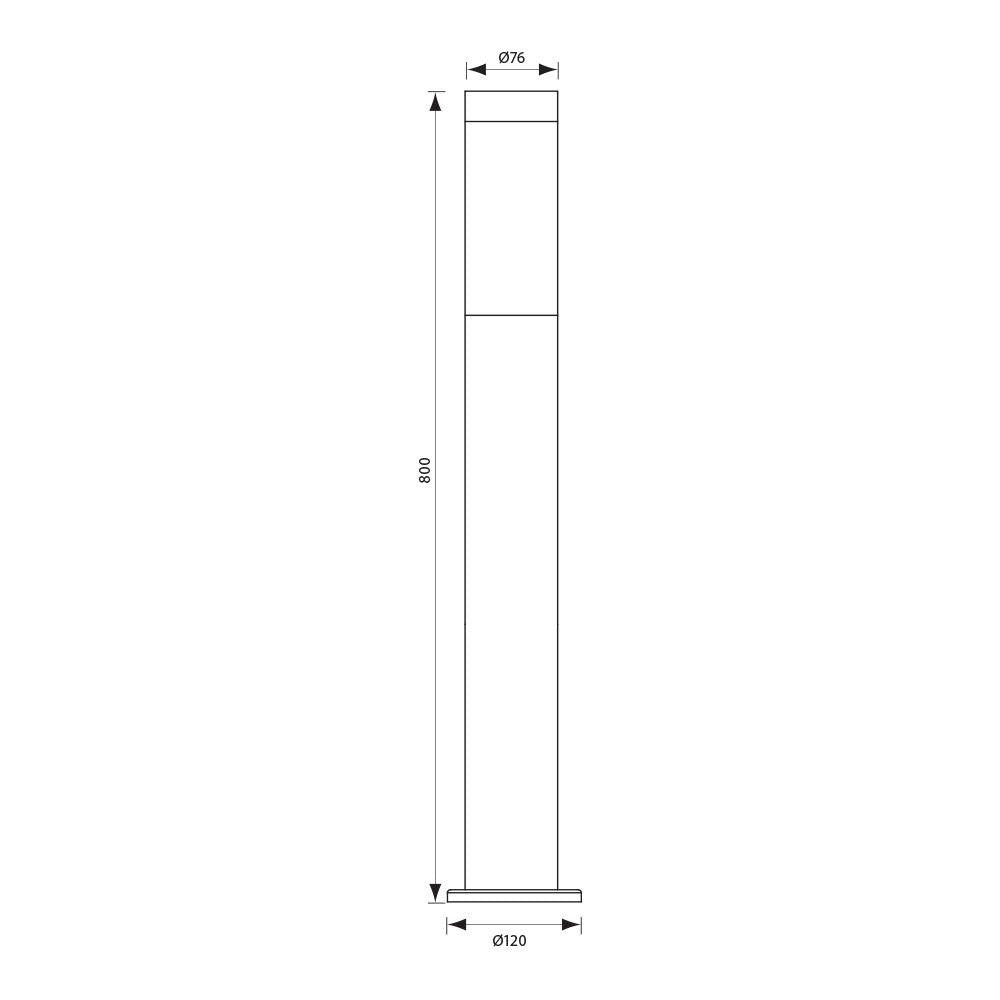 Stalp pentru iluminat exterior Vivalux TOKYO, E27, max. 1x60W, IP44 ,Ø76x800mm, Nichel, bec neinclus