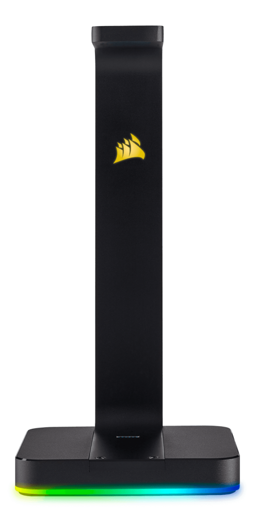 Headset stand 7.1 surround, negru 2x USB 3.1 tip A pentru incarcare si conectare dispozitive mobile. Placa audio integrata care ofera sunet surround oricarei perechi de casti stereo, compatibil cu CORSAIR iCUE