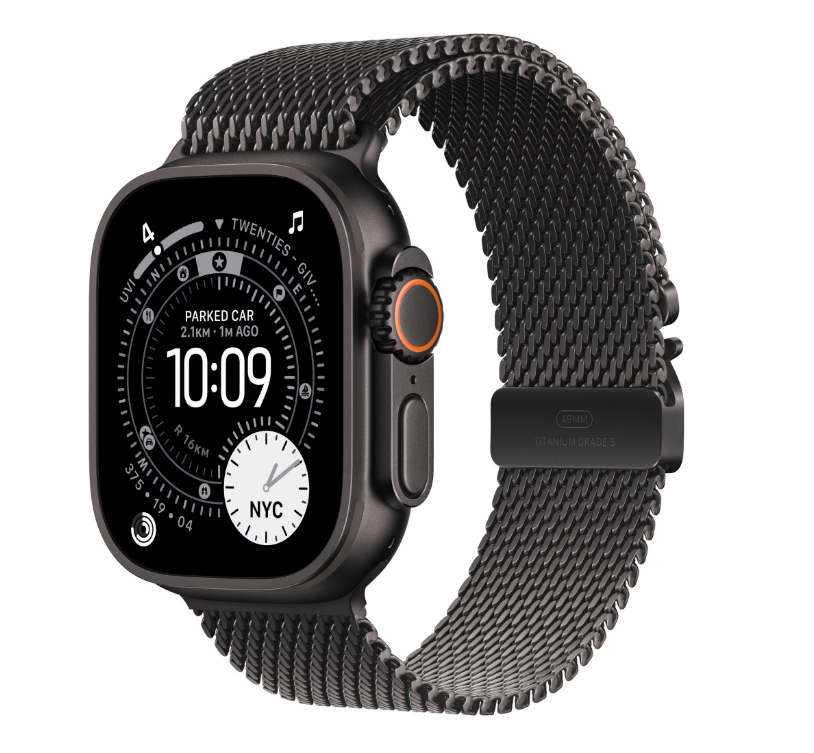 Apple Watch Ultra 3 GPS + Cellular 49mm Black Titanium Case with Black Titanium Milanese Loop - Medium