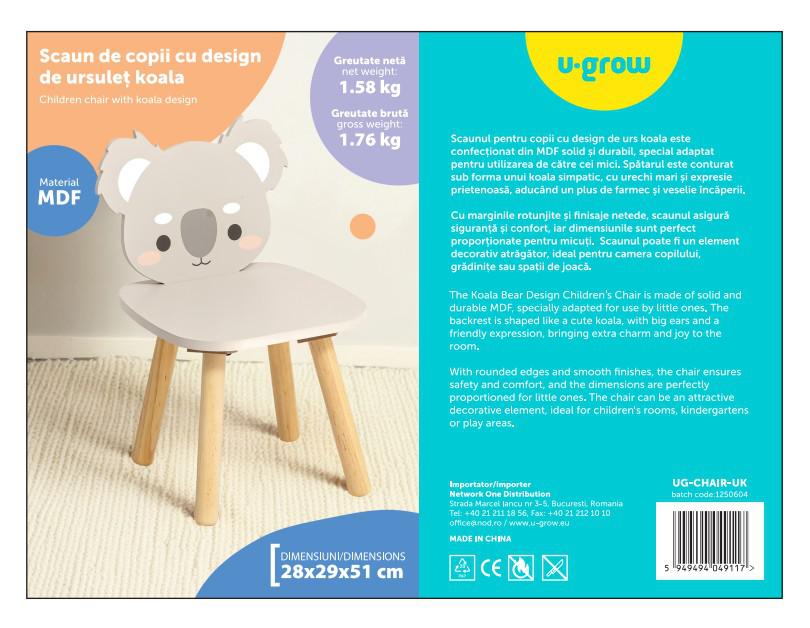 Scaun copii, MDF,design ursulet koala, U-Grow