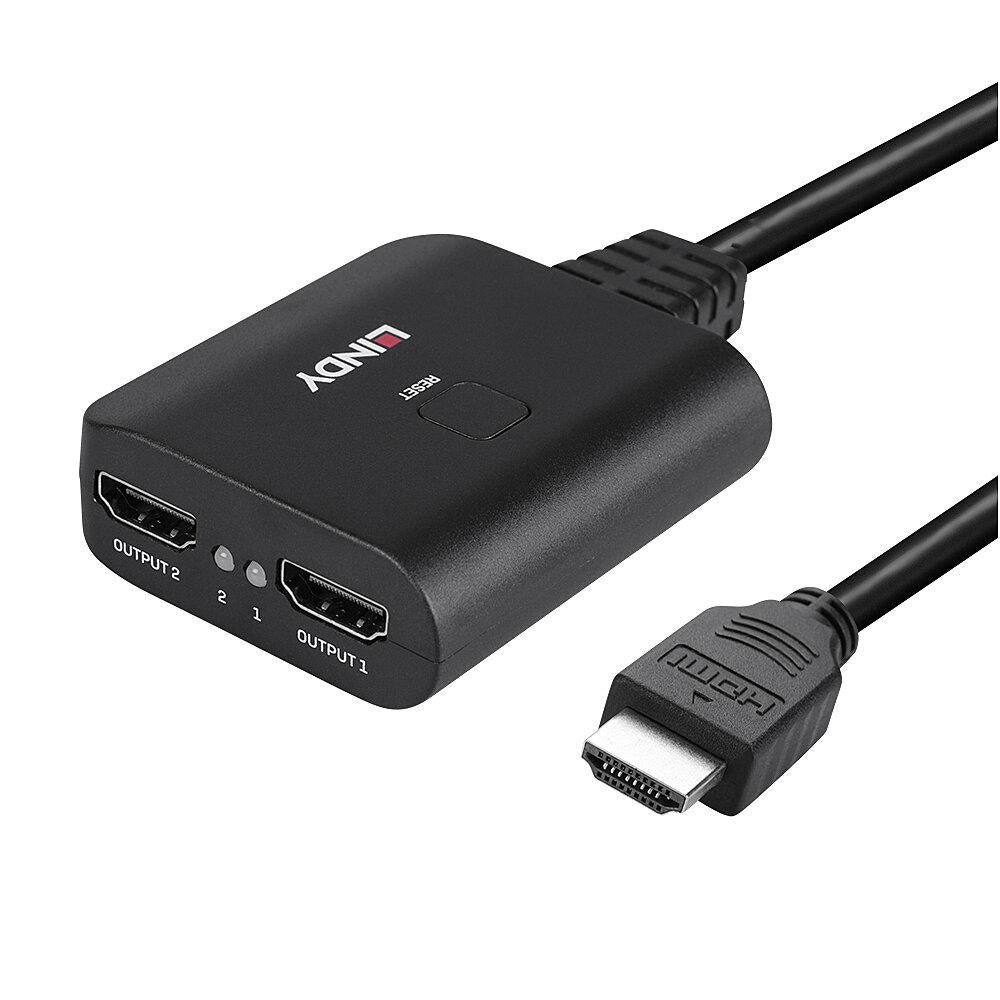 Cablu Lindy 2 porturi HDMI 4K60, latime de banda suportata 18Gbps, Chipset: GSV2006, lungime cablu 500 mm negru
