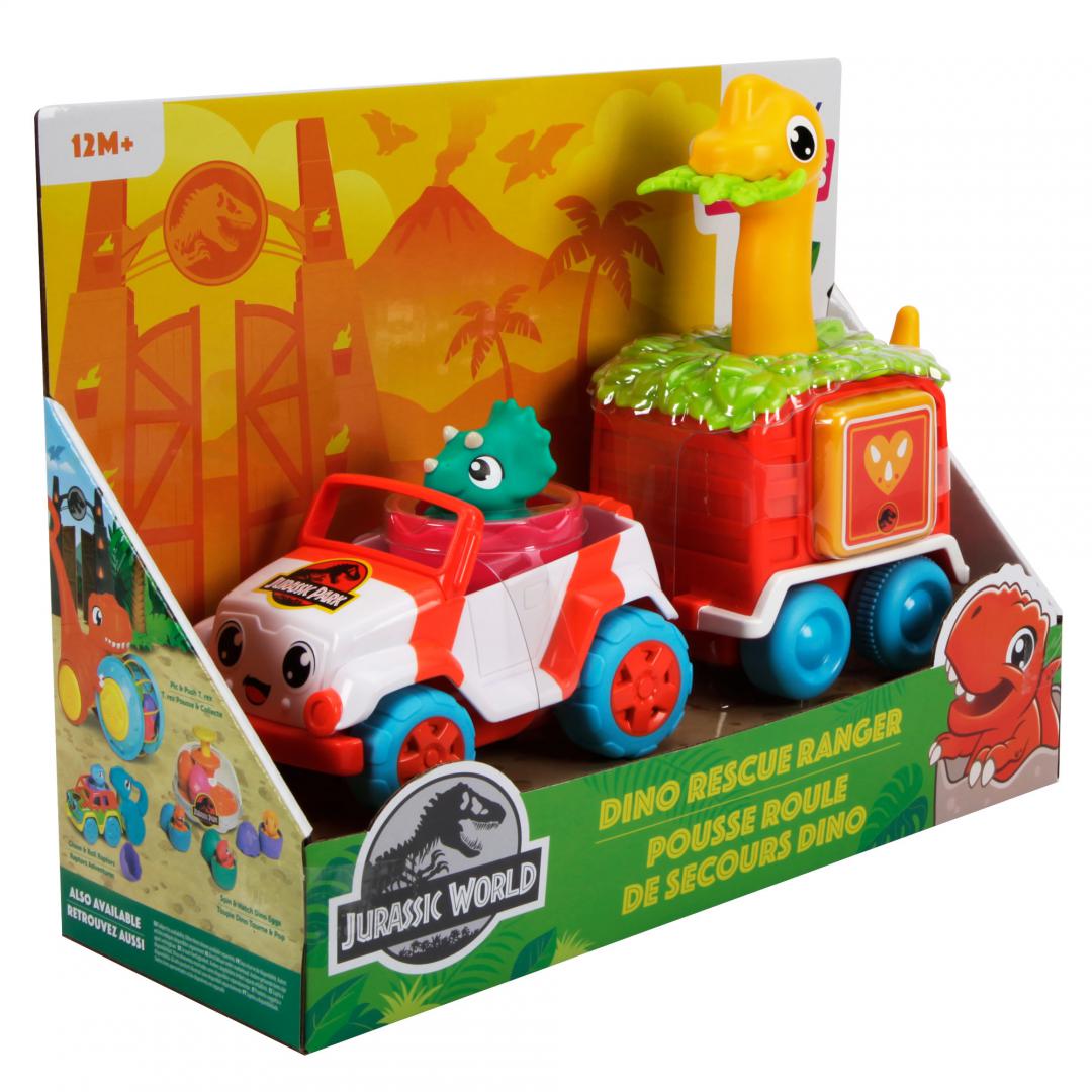 VEHICUL DE SALVARE CU REMORCA COLORATA, DINO, JURASSIC WORLD, TOMY