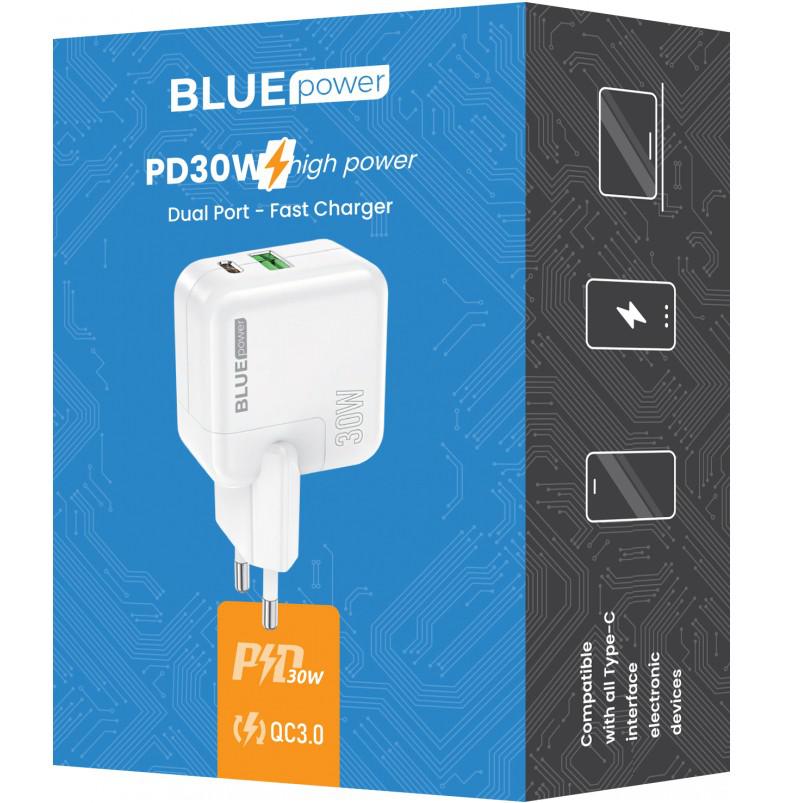 Incarcator retea BLUE Power BC111A 30W/3A 1xUSB-A & 1xUSB-C White
