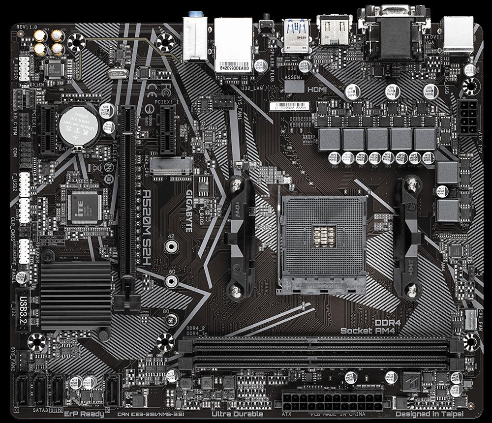 Placa de baza Gigabyte A520M S2H, Socket AM4, DDR4, Micro-ATX