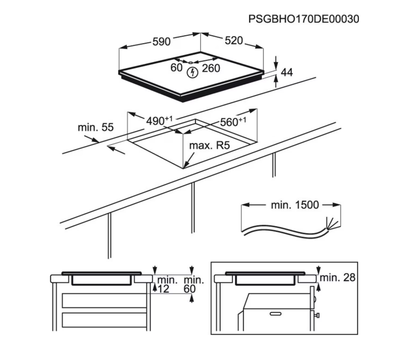 Plita incorporabila Electrolux EIT61443B, Inductie, 4 zone de gatit, Touch control, 60 cm, Sticla neagra