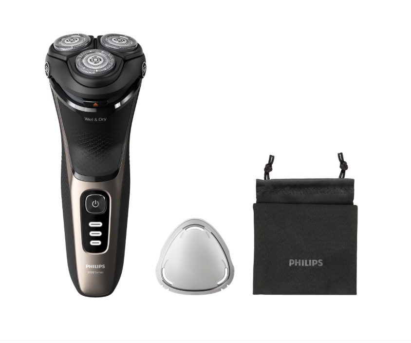 Aparat de ras PHILIPS Seria 3000 S3242/12 Wet&Dry, Autonomie 60 min, 3 elemente de taiere, Auriu, L x A x I (mm) 80x140x190