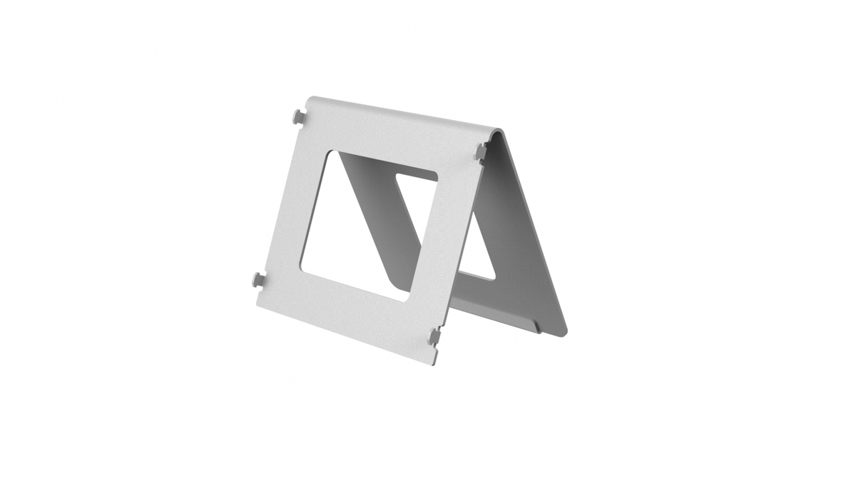 Hikvision DS-KABH6350-T table stand bracket for tabletop mounting of DS- KH6350 and DS-KH6351 series indoor video intercom monitors, SECC and silica gel material, dimensions 97.2 x 89.22 x 76.6 mm.