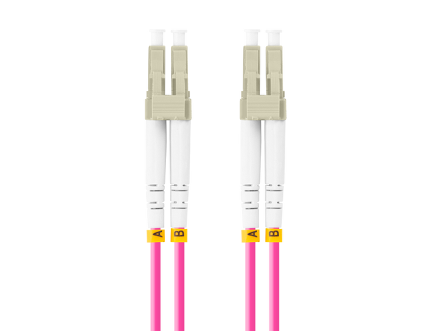 Patch cord fibră MM LC/UPC-LC/UPC duplex 5 m LSZH OM4 50/125 3,0 mm violet