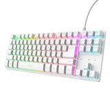 Tastatura Trust cu fir GXT833W Thado TKL, numar butoane 87, interfata USB 2.0, conector USB-A male, compatibila cu PS4, Xbox One, Nintendo Switch, PS5, alb