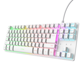 Tastatura Trust cu fir GXT833W Thado TKL, numar butoane 87, interfata USB 2.0, conector USB-A male, compatibila cu PS4, Xbox One, Nintendo Switch, PS5, alb
