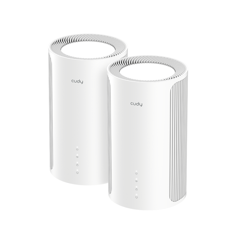Router Mesh Cudy M11000, Wi-Fi 7,  Tri-band (2,4 GHz / 5 GHz / 6 GHz), alb, 116x116x202mm, set 2 buc.