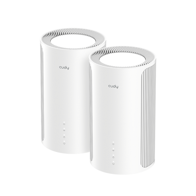 Router Mesh Cudy M11000, Wi-Fi 7,  Tri-band (2,4 GHz / 5 GHz / 6 GHz), alb, 116x116x202mm, set 2 buc.