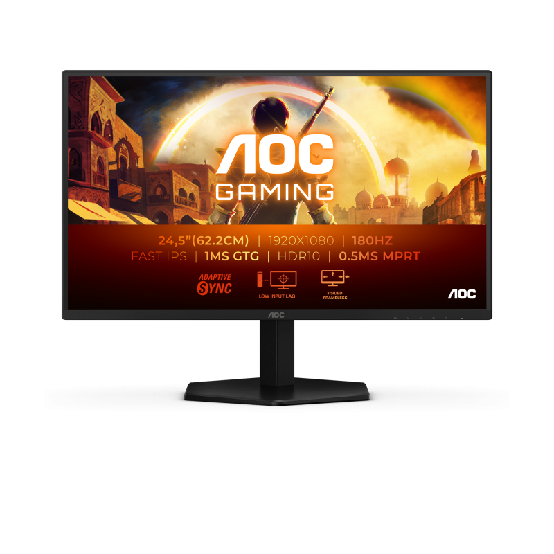 Monitor Gaming AOC 25G42E, 24.5", 1920 x 1080 pixeli, Black, Red, 3 ani Garantie