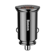Incarcator auto Baseus Circular Plastic PPS, 1 x USB Output 4.5V/5A, 1 x USB Type-C Output 5V/3A, total output 30W, pt. bricheta auto, negru