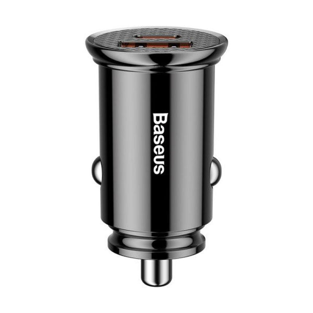 Incarcator auto Baseus Circular Plastic PPS, 1 x USB Output 4.5V/5A, 1 x USB Type-C Output 5V/3A, total output 30W, pt. bricheta auto, negru