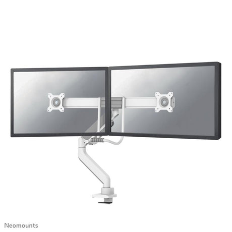 Brat dublu monitor Neomounts DS75-450WH2; pentru display-uri cu diagonale 17"-32", sistem de prindere VESA 75x75~100x100, greutate maxima suportata 8 - per ecrankg, full motion, tilt 10°, swivel 90°, rotate 180°; gas spring; culoare alb. Garantie 5 ani