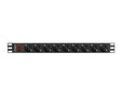 Unitate distributie alimentare PDU 19", 1U, 16A, 9 prize , negru
