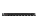 Unitate distributie alimentare PDU 19", 1U, 16A, 9 prize , negru