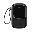 Baterie externa Baseus Qpow Pro Digital Display, 20000mAh, 20W, 1 x cablu integrat Iphone Lightning output, 1 x USB, 1 x USB Type-C, negru,