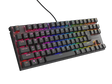 Tastatura gaming mecanica cu fir Genesis Thor 303 TKL, iluminare RGB, switch Linear, switch model Outemu Peach Silent, numar taste 87, 11 butoane multimedia, lungime cablu 1.8m, dimensiuni 355 x 136 x 36 mm, negru