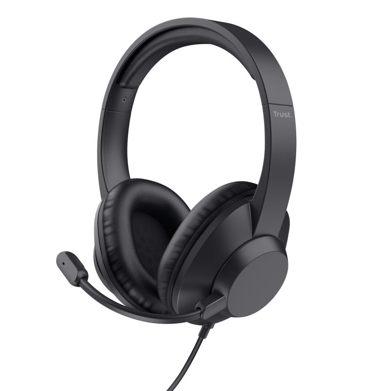 Casti Trust cu fir Ayda Max USB, interfata USB-C, USB-A, frecventa raspuns 20 Hz, 20.000 Hz, negru