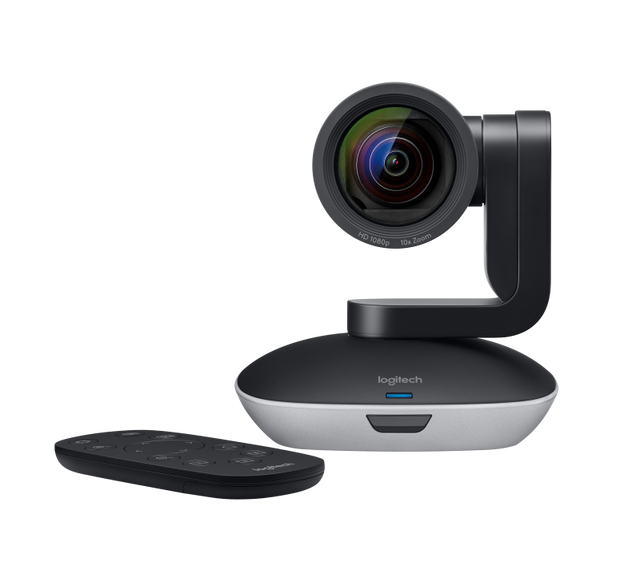 Camera web Logitech PTZ Pro 2, Full HD 1080p 30fps, raza de acțiune IR 8,5 m, câmp de vizualizare: diagonală: 90°, horizontală: 82,1° verticală: 52,2, negru