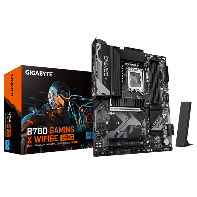 Placa de Baza GIGABYTE B760 GAMING X WIFI6E GEN5 LGA1700, 4x DDR5, 1x DP 1x HDMI, 1x PCIE 5.0 x16 2x PCIE 3.0 x16, 3x M.2, 4x SATA 6GB/s, ATX