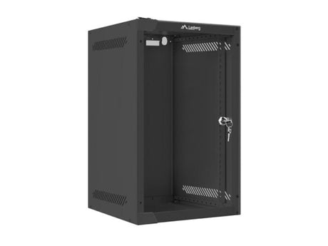 Dulap rack 10" perete 9U / 280x310 (flat pack) cu ușă din sticlă, negru