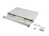 Patch panel fibră rack 19" 1U  12x SC simplex / 12x LC duplex, gri + accesorii
