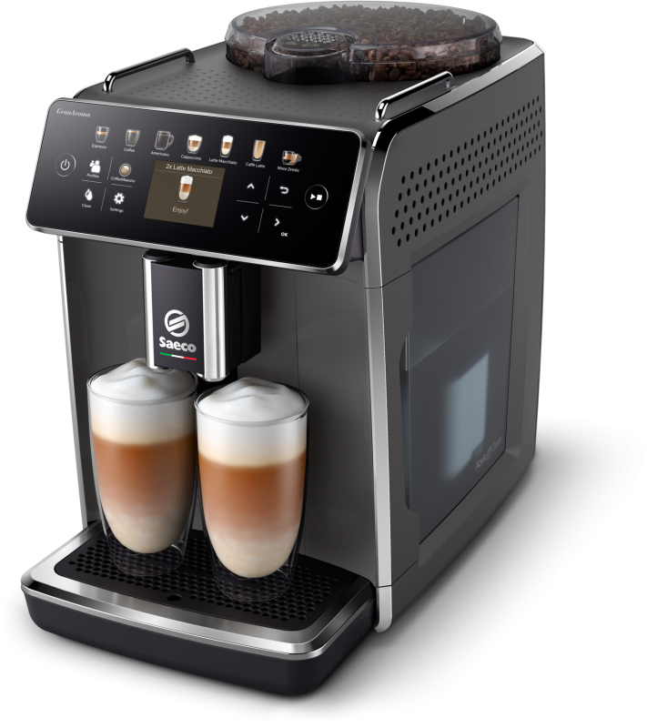 Espressor automat Saeco GranAroma SM6580/10, sistem de lapte Latte Duo, 14 bauturi, 15 bar, ecran TFT color, 4 profiluri utilizator, filtru AquaClean, rasnita ceramica, functie DoubleShot, Gri