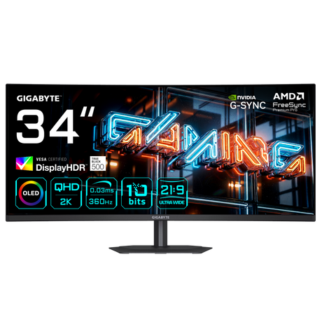 Monitor Consumer GIGABYTE MO34WQC36, 34", 3440 x 1440 pixeli, Black