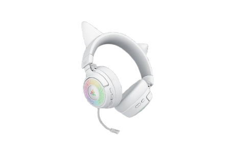 Casti wireless Razer Kraken Kitty V3 Pro, THX Spatial Audio, iluminare RGB, frecventa raspuns 20 Hz - 28 kHz,  microfon detasabil unidirectional, alb
