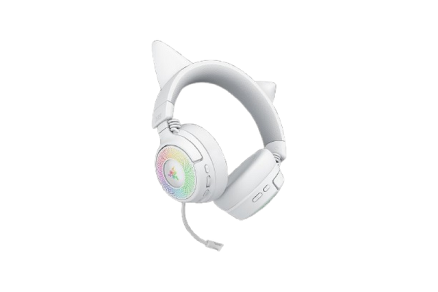 Casti wireless Razer Kraken Kitty V3 Pro, THX Spatial Audio, iluminare RGB, frecventa raspuns 20 Hz - 28 kHz,  microfon detasabil unidirectional, alb