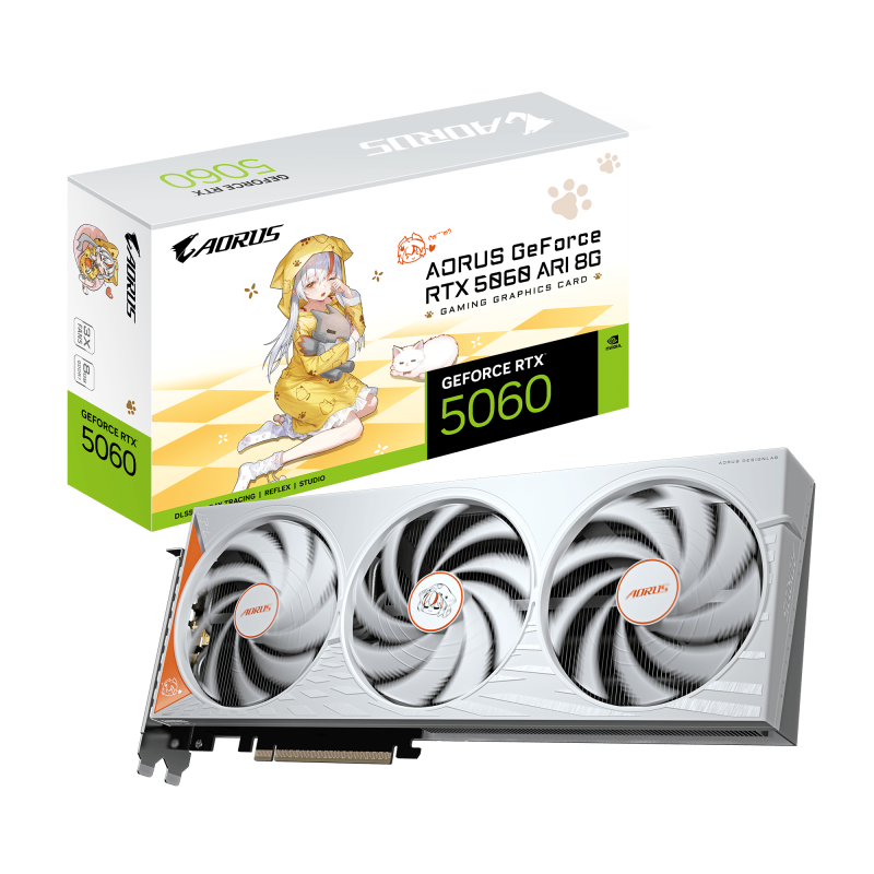 Placa video Gigabyte AORUS GEFORCE RTX 5060 ARI, 8GB GDDR7, PCI Express 5.0, 128-bit
