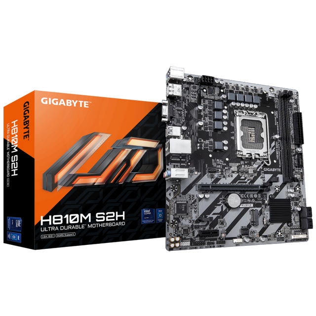 Placa de Baza GIGABYTE H810M S2H LGA1851, 2x DDR5, 1x HDMI 1x DP 1x D- Sub, 1x PCIE 4.0 x16 1x PCIE 3.0 x1, 1x M.2, 4x SATA 6GB/s, mATX