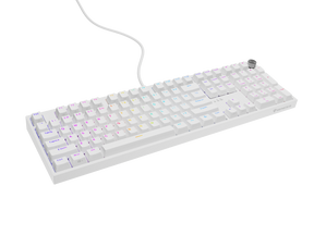Tastatura gaming mecanica cu fir Genesis Thor 404, iluminare RGB, switch Linear, switch model Gateron Yellow Pro, numar taste 107, 11 butoane multimedia, lungime cablu 1.8m, dimensiuni 439 x 133 x 41 mm, alb