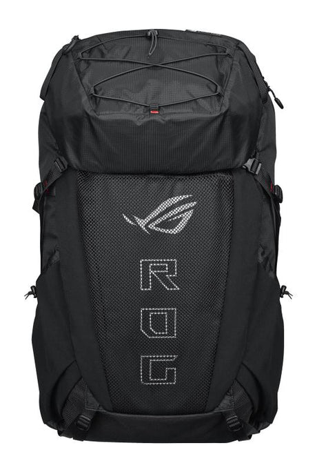 ASUS ROG Archer ErgoAir. Backpack type: Gaming backpack, Product main colour: Black, Coloration: Pattern. Width: 350 mm, Depth: 210 mm, Height: 540 mm. Material: EVA (Ethylene Vinyl Acetate), Lycra, Nylon