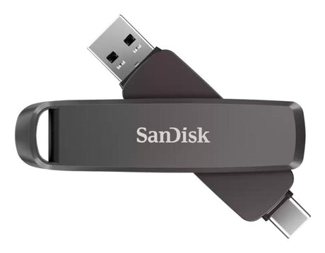 SanDisk SDDDE1-512G-G46. Capacity: 512 GB, Device interface: USB Type-C/USB Type-A, USB version: 3.2 Gen 2 (3.1 Gen 2), Read speed: 1000 MB/s, Write speed: 900 MB/s. Form factor: Swivel. Weight: 33 g. Product colour: Black