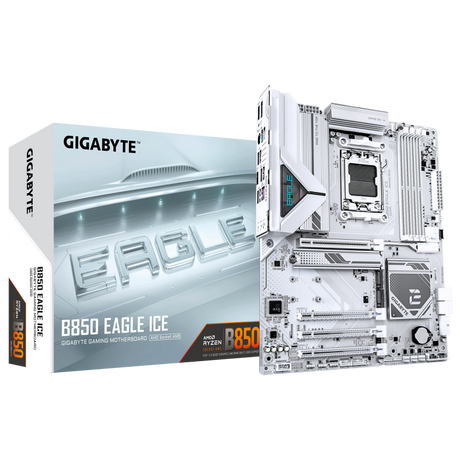 Placa de Baza GIGABYTE B850 EAGLE ICE AM5, 4x DDR5, 1x DP 1x HDMI, 1x PCIE 5.0 x16 1x PCIE 4.0 x16 2x PCIE 3.0 x16, 3x M.2, 4x SATA 6GB/s, ATX