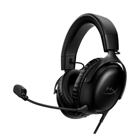 Casti gaming HyperX Cloud III Black, DTS Headphone:X Spatial Audio, drivere 53mm, microfon detasabil cu metal mesh, noise cancelling si indicator LED, jack 3,5mm/USB-C/USB-A, cupe cu spuma cu memorie, multiplatforma, negru
