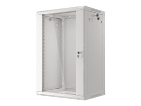 Dulap rack 19" perete 18U / 600x450 (flat pack) cu ușă din sticlă, gri  V2