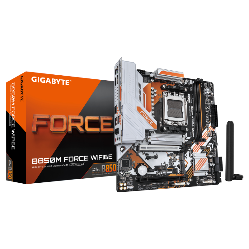 Placa de Baza GIGABYTE B850M FORCE WIFI 6E, 2x DDR5, 1x HDMI, 1x DP, 1x PCIE x16, 1x PCIE 4.0 x16, 3x M.2, 4x SATA 6GB/s, mATX